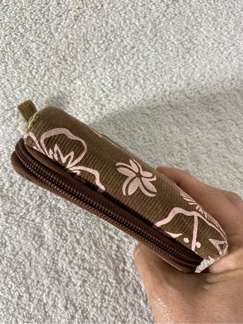 5/$25 Vintage Y2K Point Zero Brown Corduroy W Pink Flowers Tri Fold Wallet Retro - Picture 5 of 16